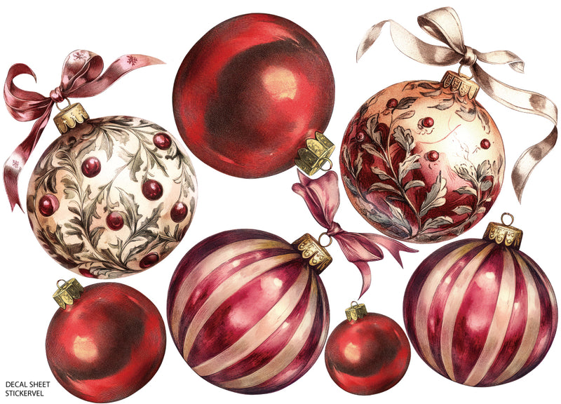 Autocollant mural de Noël - Ornements de Noël (ensemble de 7)