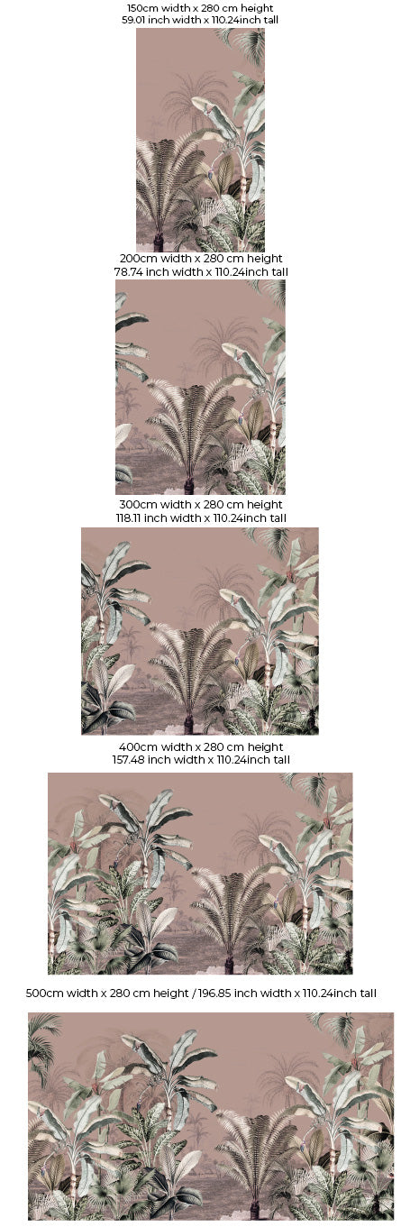 Jungle Wallpaper - DREAMY JUNGLE - Dark Blush