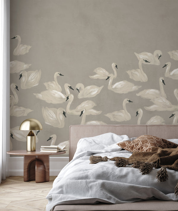 Bird Behang - Dancing Swan