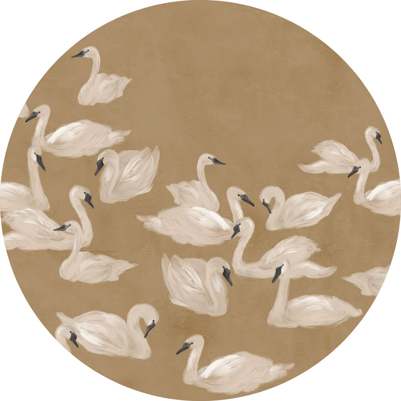 Round wall sticker - Dancing Swan