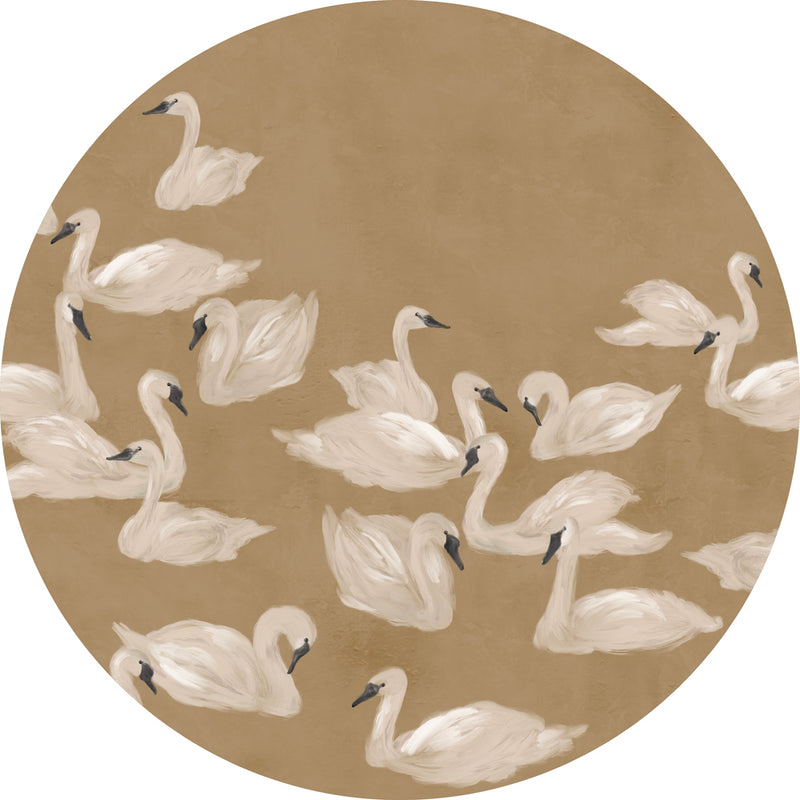 Ronde wandsticker - Dancing Swan earth