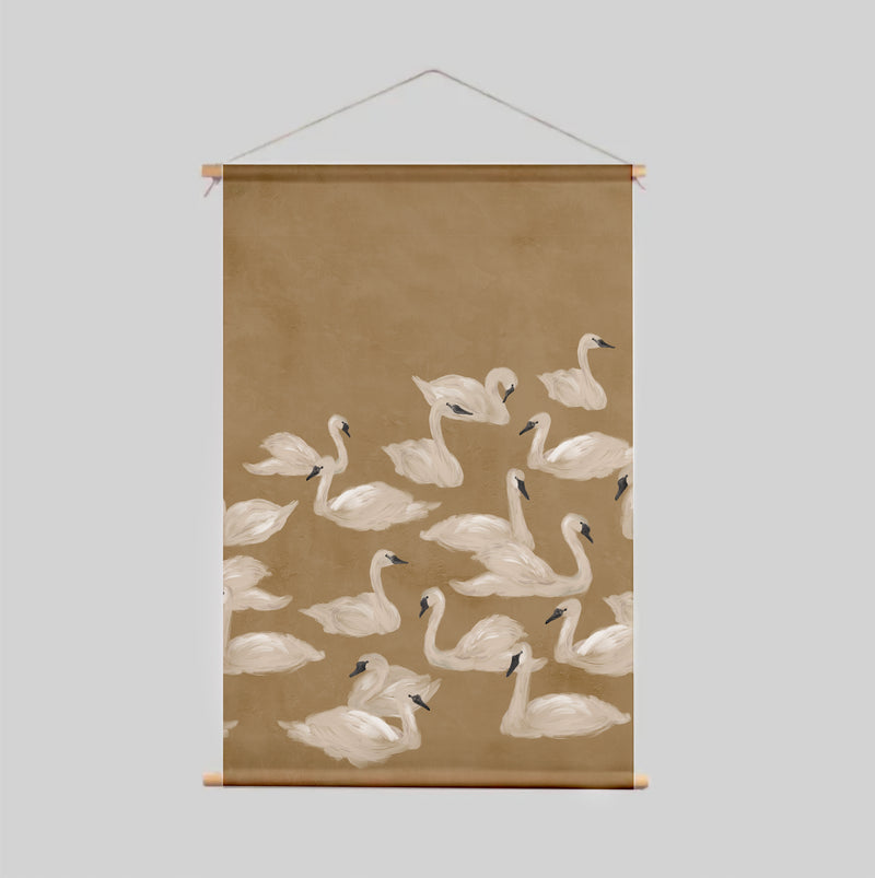 Textilposter - tanzender Schwan Erde