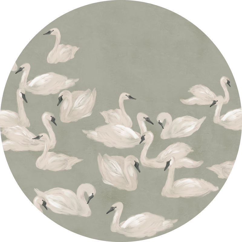 Vinilo decorativo redondo - Dancing Swan green