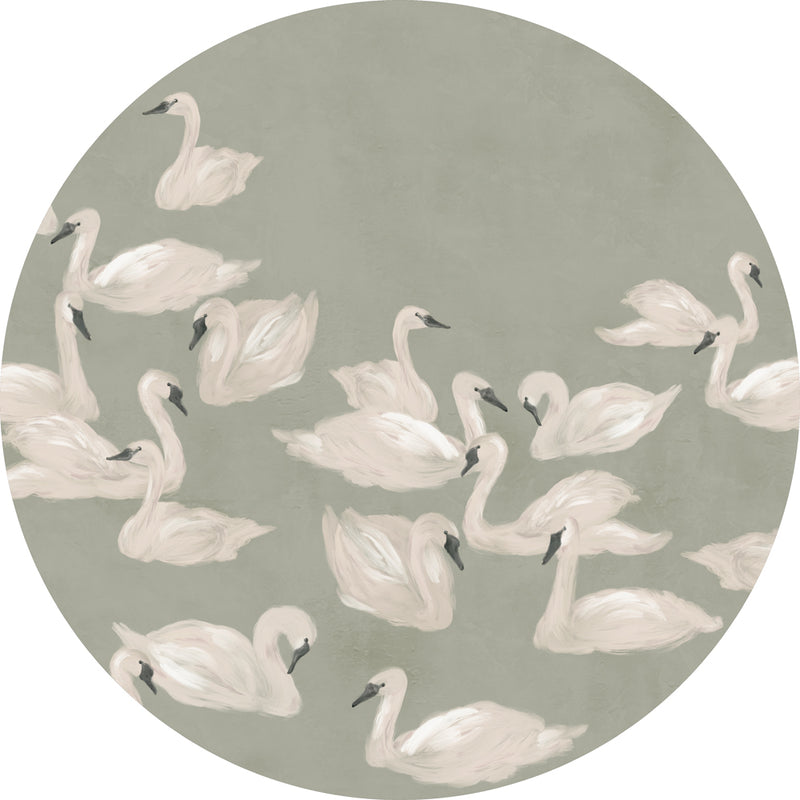 Ronde wandsticker - Dancing Swan green