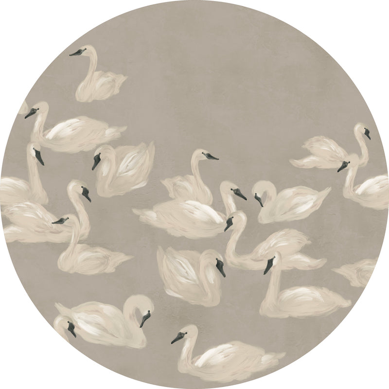 Ronde wandsticker - Dancing Swan neutral