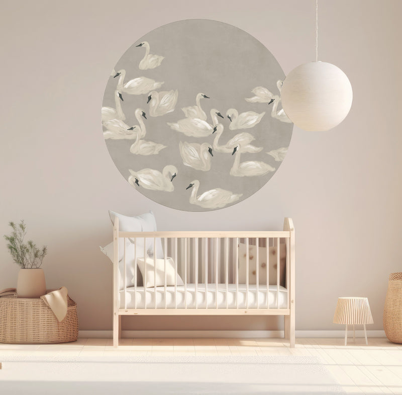 Ronde wandsticker - Dancing Swan neutral