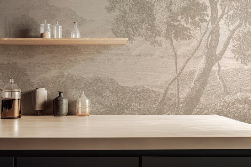 Landscape Wallpaper - ENGRAVED beige