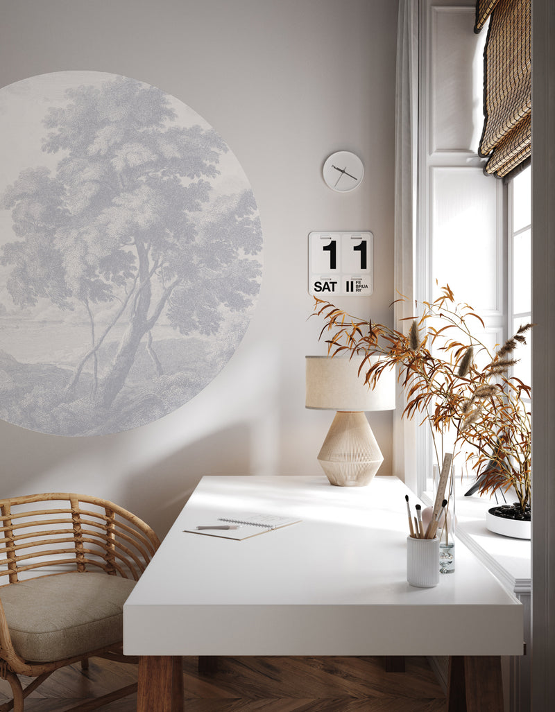 Round wall sticker - Engraved blue