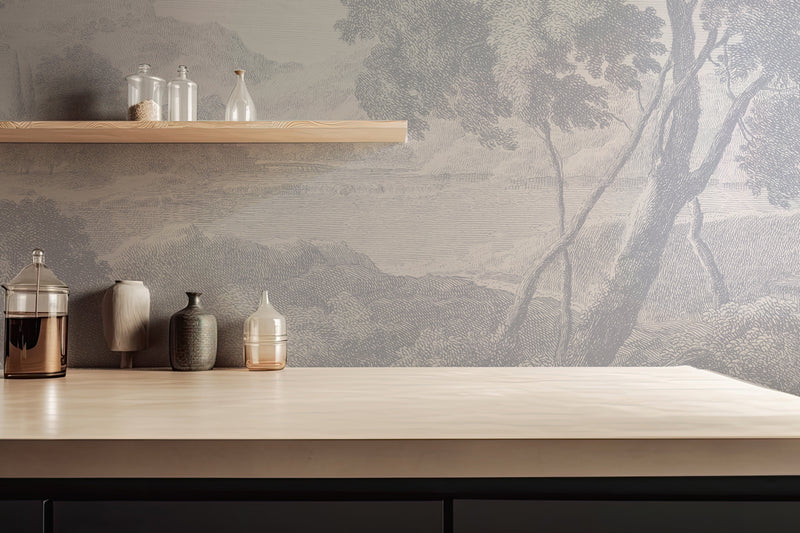 Landschap Behang - Engraved