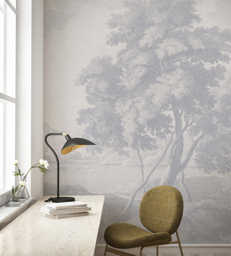 Landscape Wallpaper - ENGRAVED blue