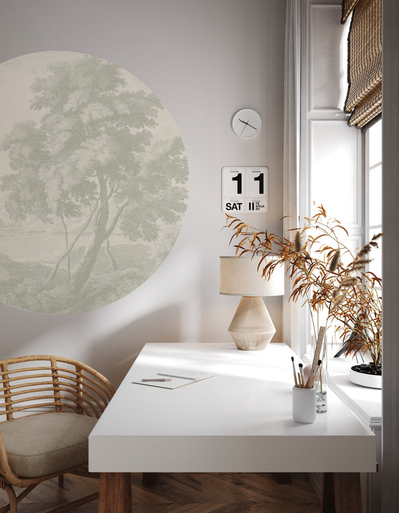 Sticker mural rond - Engraved green