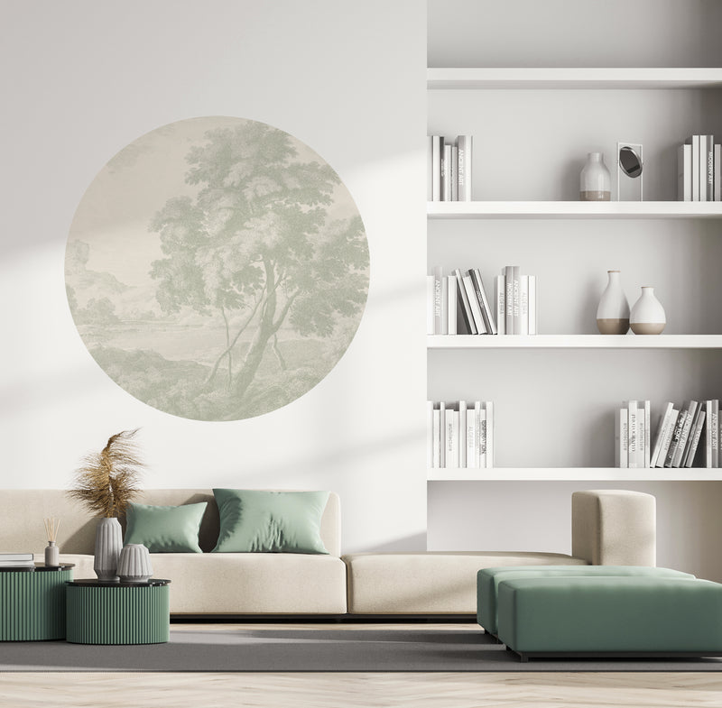 Sticker mural rond - Engraved green