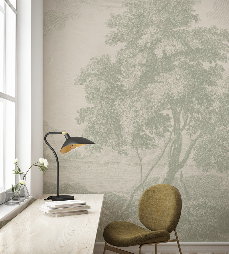 Landscape Wallpaper - ENGRAVED green