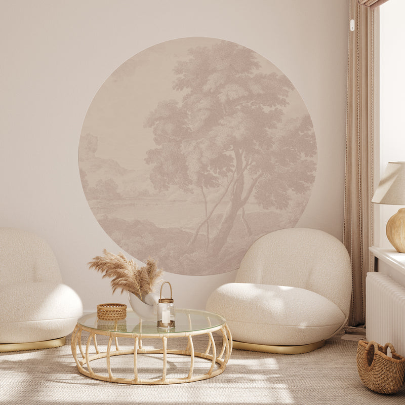 Sticker mural rond - Engraved terra