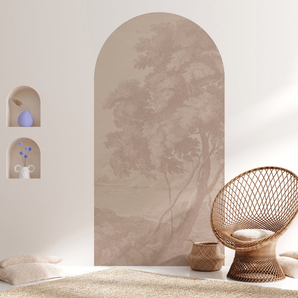 Peel and stick Arch Wallpaper Decal - Engraved terra