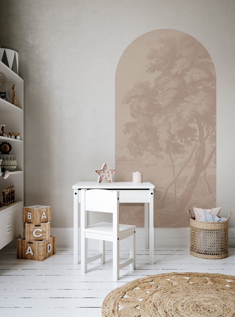 Peel and stick Arch Wallpaper Decal - Engraved terra