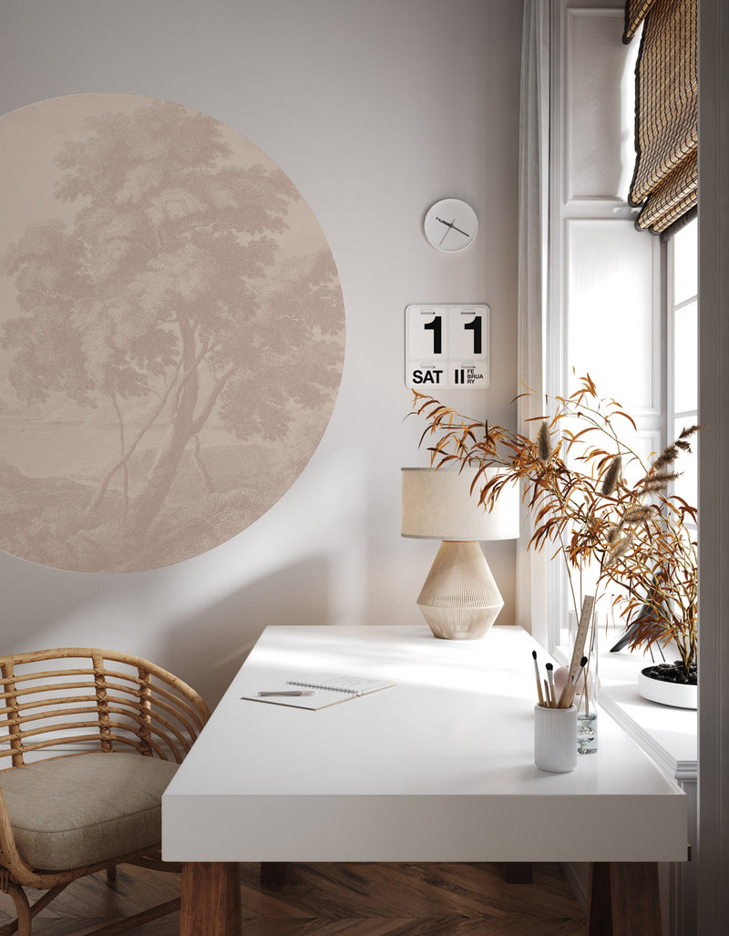 Sticker mural rond - Engraved terra