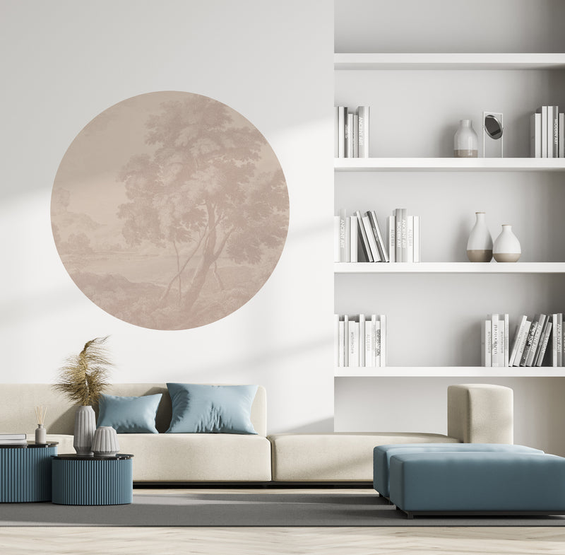 Round wall sticker - Engraved terra