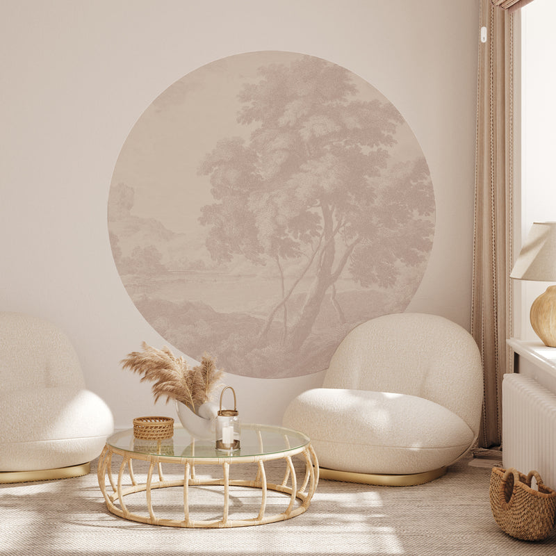 Sticker mural rond - Engraved terra