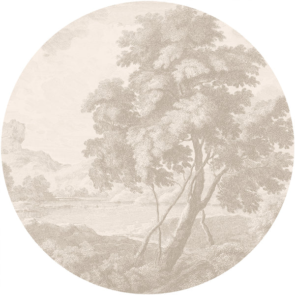 Ronde wandsticker - Engraved beige