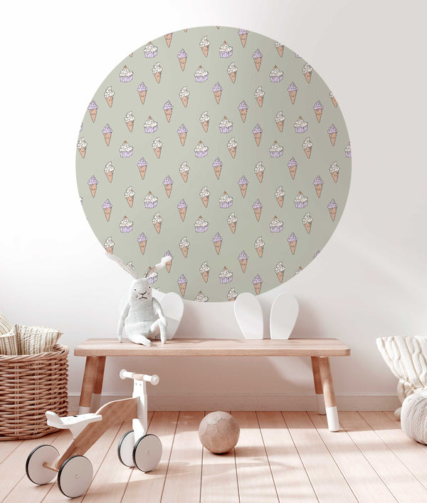 Ronde wandsticker - Ice Cream Green