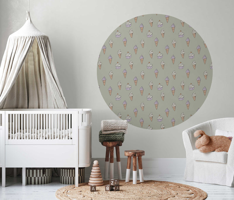 Sticker mural rond - Ice Cream Green