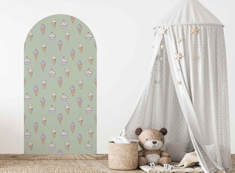 Zelfklevende behang boog sticker - Ice Cream Green