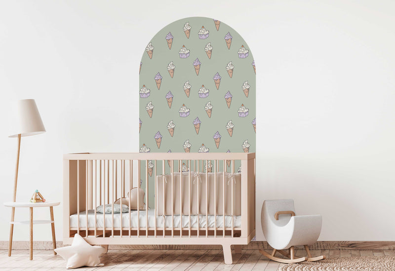 Zelfklevende behang boog sticker - Ice Cream Green