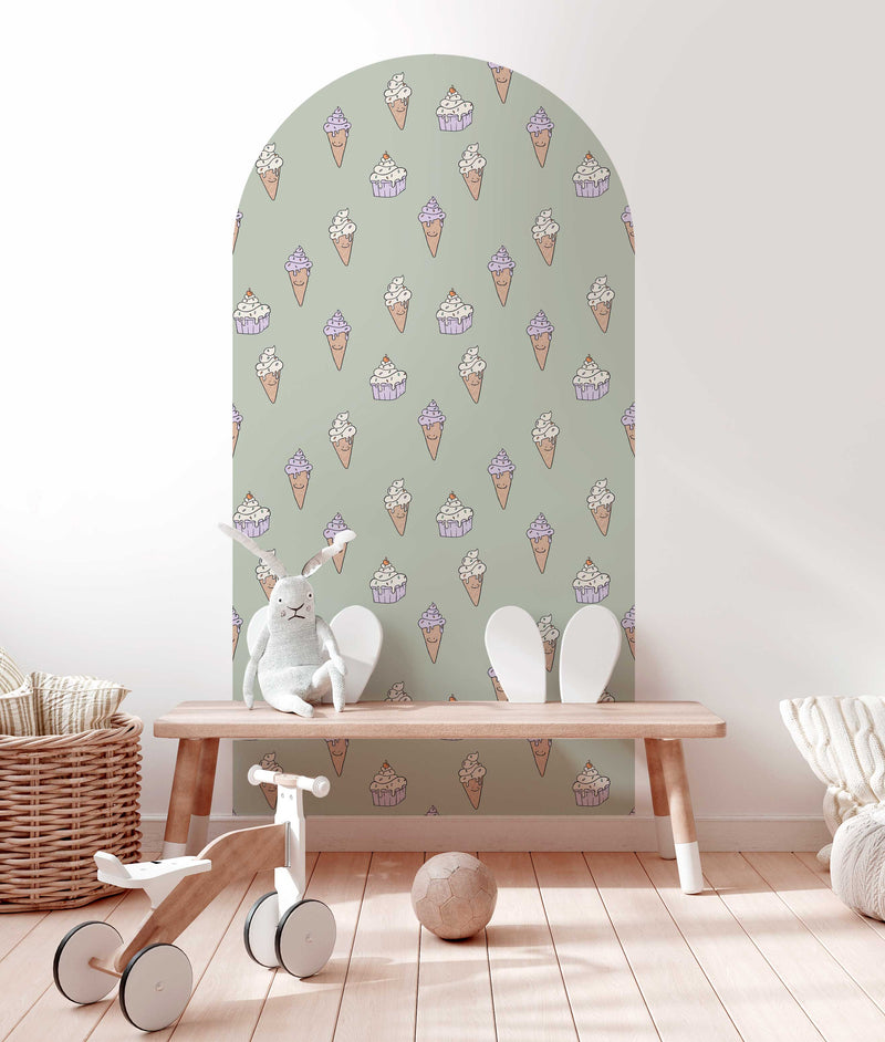 Zelfklevende behang boog sticker - Ice Cream Green