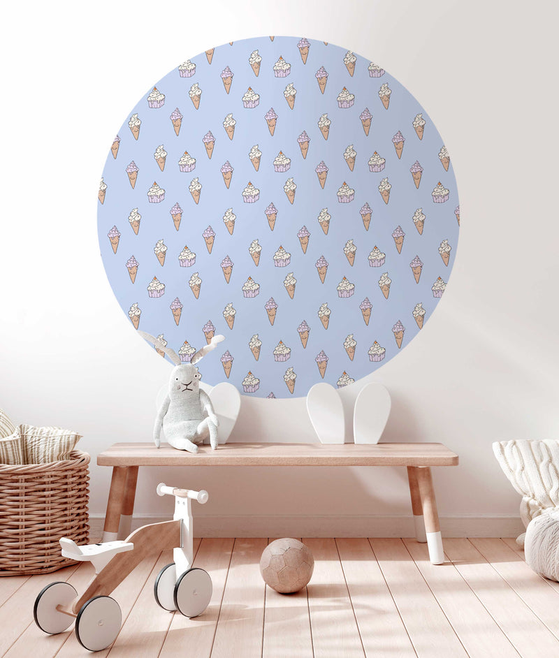 Sticker mural rond - Ice Cream lilac