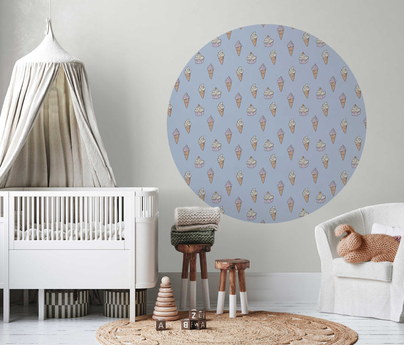 Sticker mural rond - Ice Cream lilac