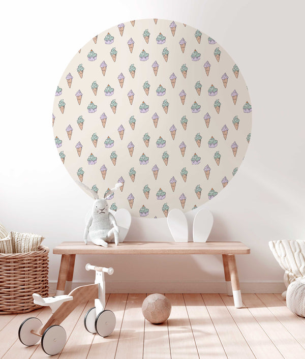 Round wall sticker - Ice Cream Off White