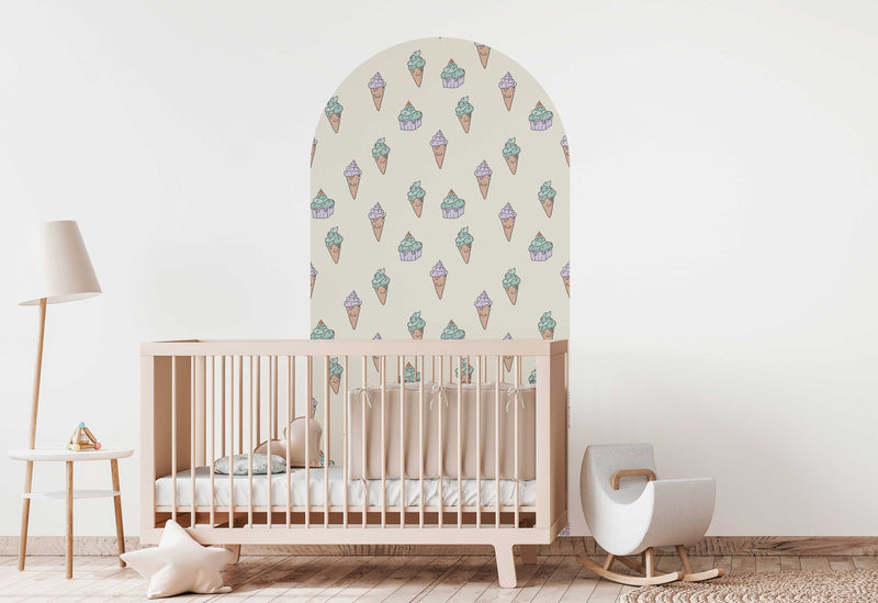Peel and stick Arch Wallpaper Decal - Ice Cream Off White