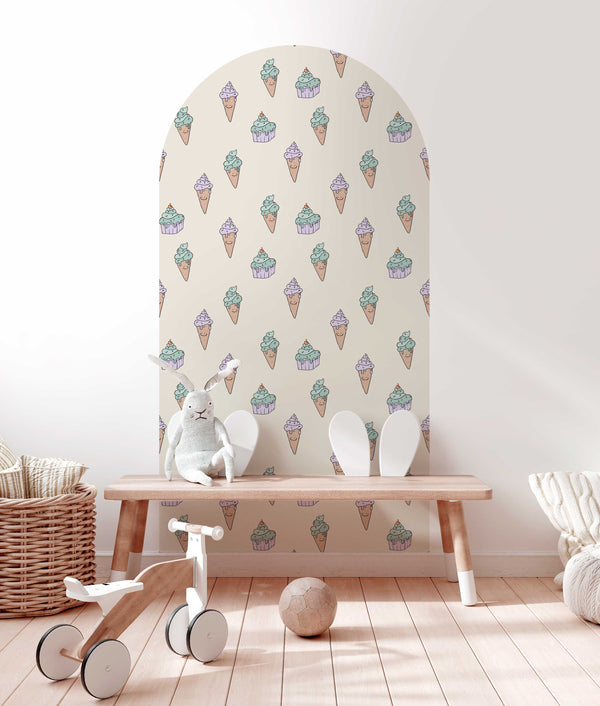 Peel and stick Arch Wallpaper Decal - Ice Cream Off White