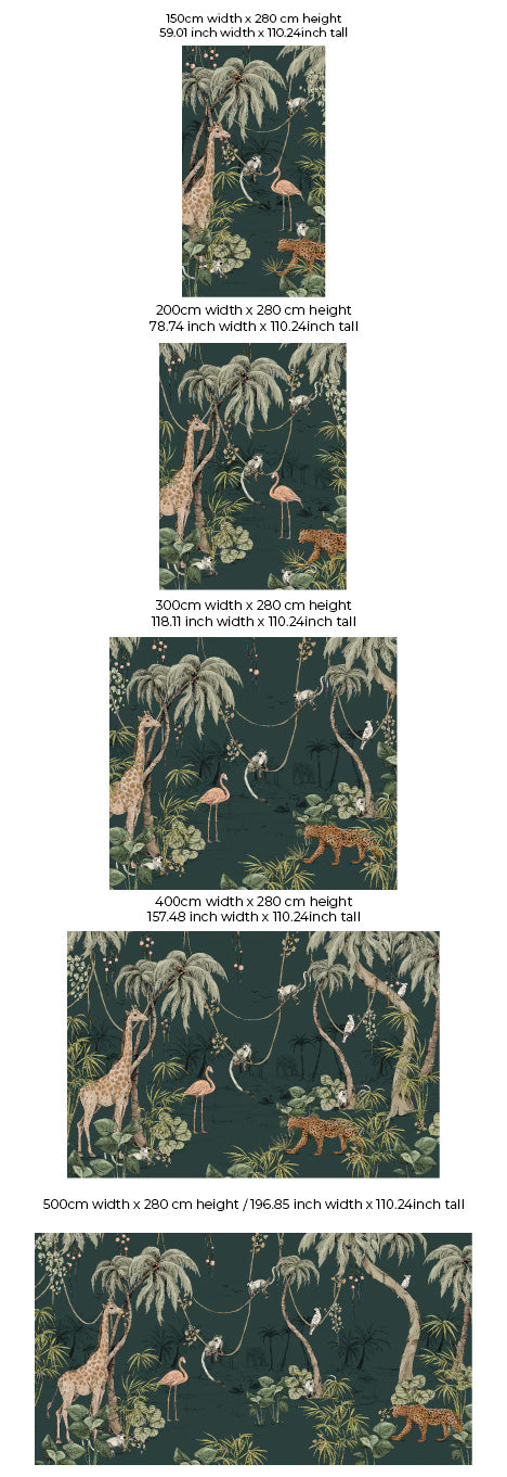 Dschungel-Tapete – JUNGLE JAZZ dunkles Blaugrün