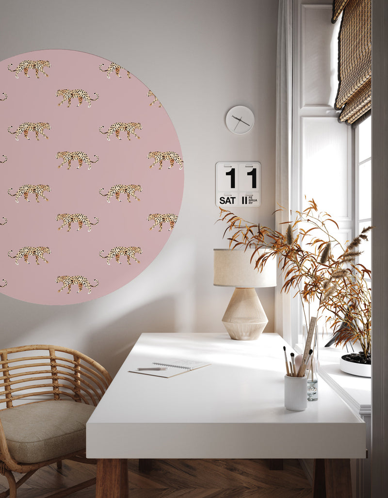 Round wall sticker - Leopard Dusty Pink