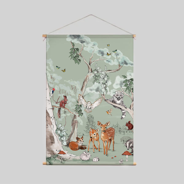 Textielposter - MAGICAL FOREST groen