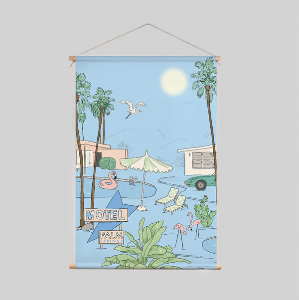 Textielposter - PALM SPRINGS azure