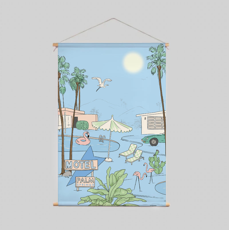 Textielposter - PALM SPRINGS azure
