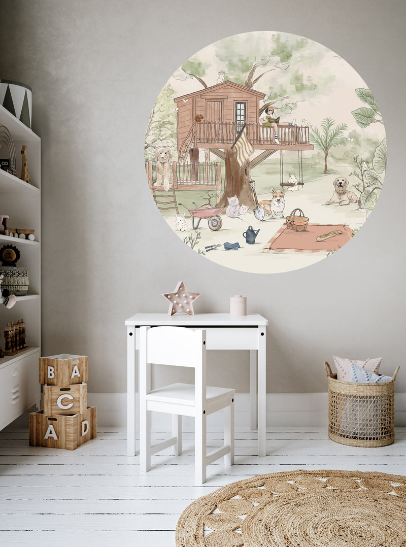 Sticker mural rond - Pet's Picnic