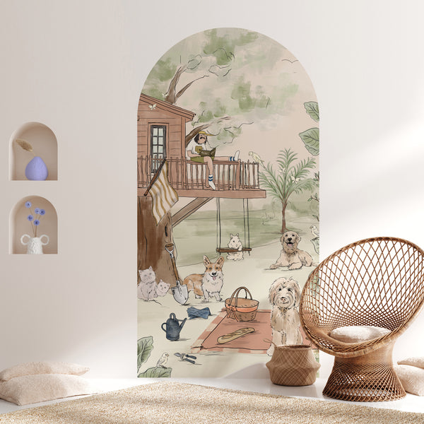 Peel and stick Arch Wallpaper Decal - Pet's Picnic