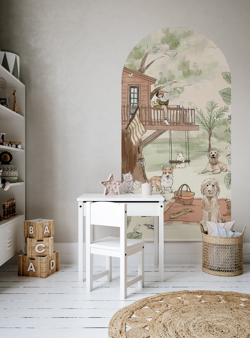 Zelfklevende behang boog - Pet's Picnic