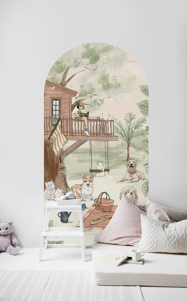 Zelfklevende behang boog - Pet's Picnic