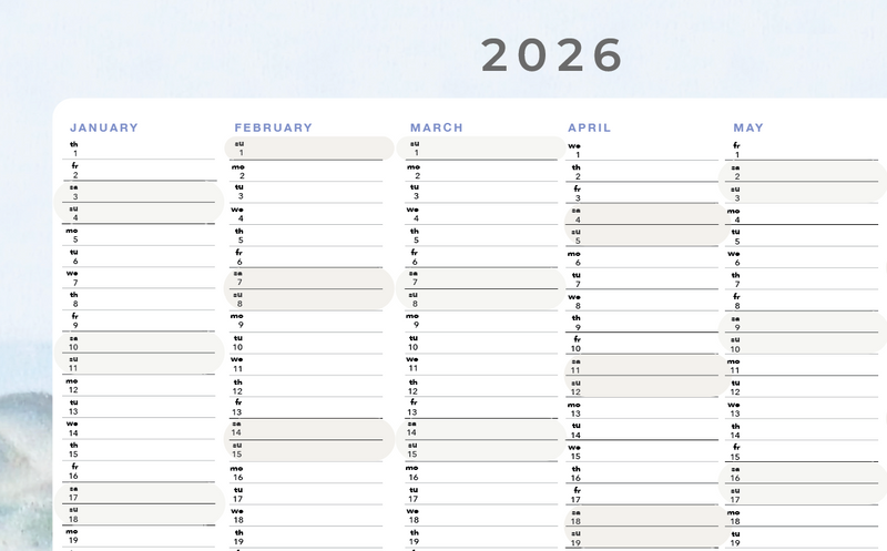 Planificateur Annuel 2026 - Crystal Haze Blue