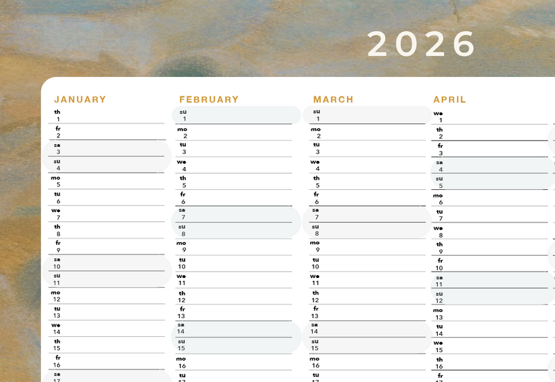 Planificateur Annuel 2026 - Desert Shade Ochre