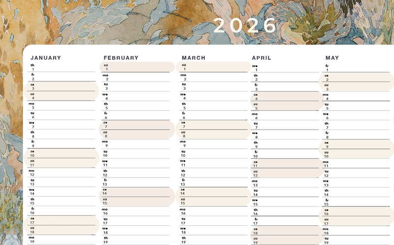 Yearly Planner 2026 - Radiant Landscape