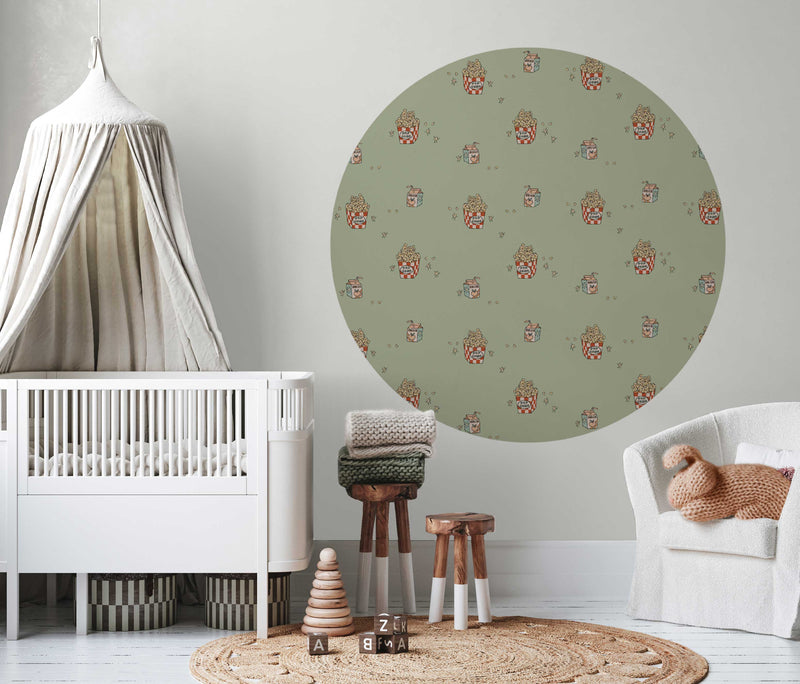 Sticker mural rond - Popcorn Green