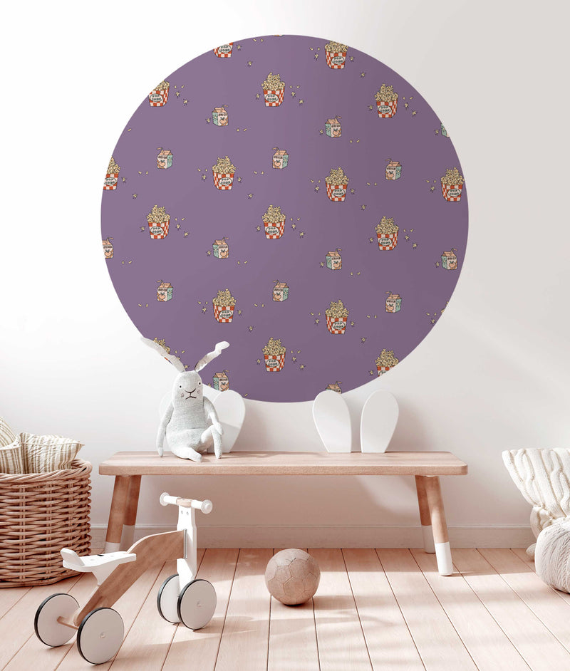 Ronde wandsticker - Popcorn Purple