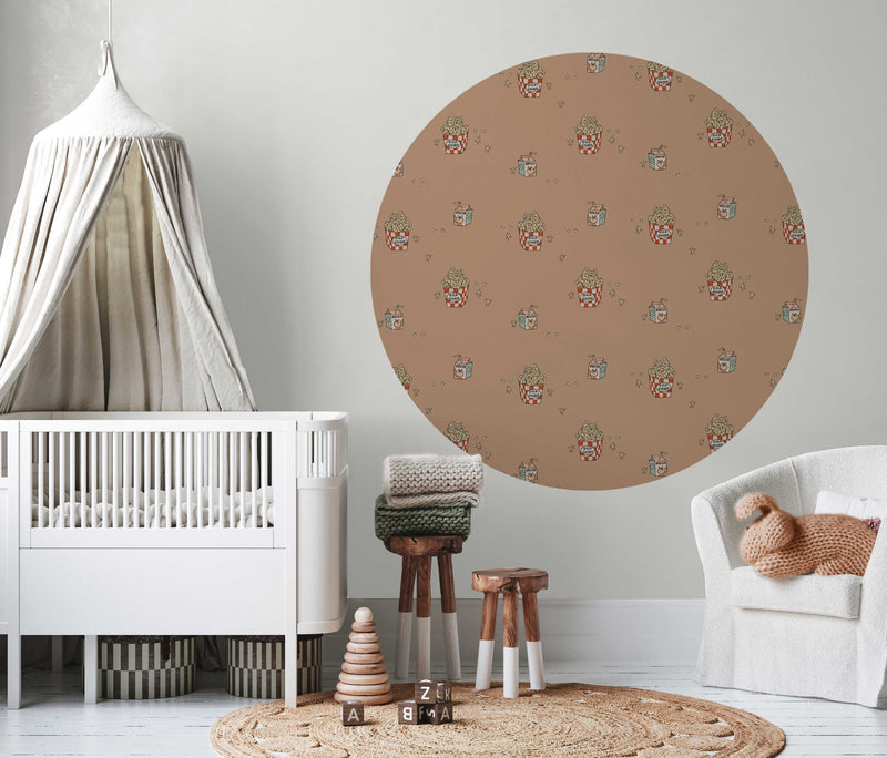 Sticker mural rond - Popcorn Soft Terra