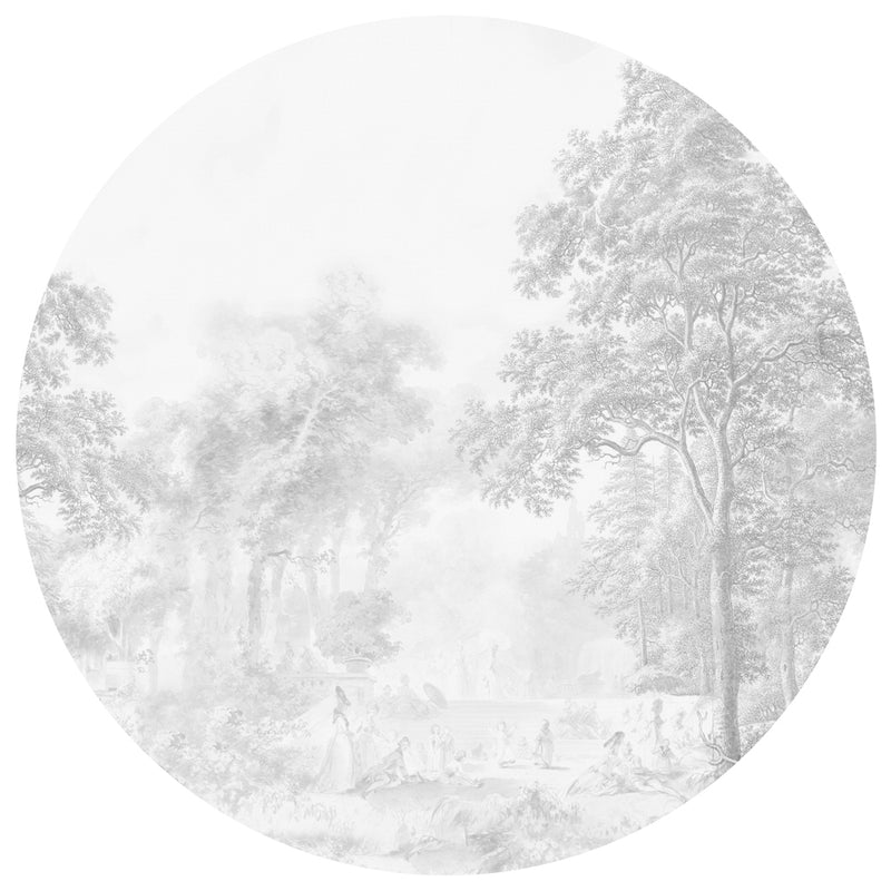 Runder Wandaufkleber - Romantic Garden grey